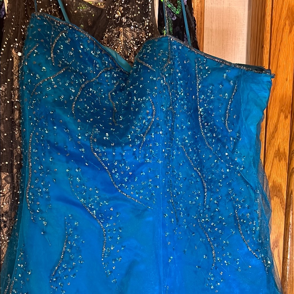 Elegant Blue Beaded Dress